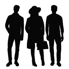 Wall Mural - silhouette people on white background isolated, vector