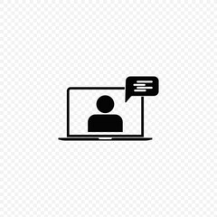 Poster - Online school. Online learning icon. video conference.laptop media course. Internet webinar. Video call study. Computer distance education. Vector isolated on transparent background.