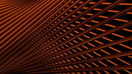 Poster - Background of moving lattice 3d lines. Motion. Steel metal grating with lines. Background of 3d metal lines with bends in space