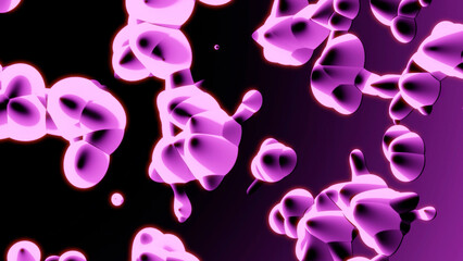 Poster - Multicolored molecules . Design. Brightly iridescent particles that change colors in an accelerated form in animation.