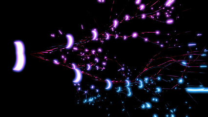 Poster - Neuron network, synapses animation. Design. Neurons inside the human brain, neurotransmitters, neural impulse.