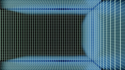 Poster - Bright light blue corridor. Design. A long rectangular corridor in abstraction that moves with iridescent colors.