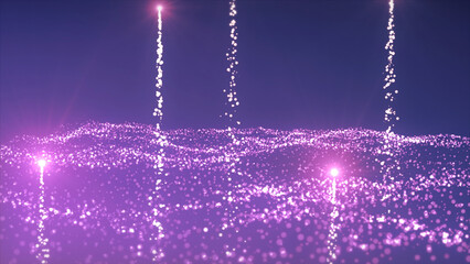 Poster - Bright purple background.Motion.Various small particles that glitter and move on a pink background in animation.