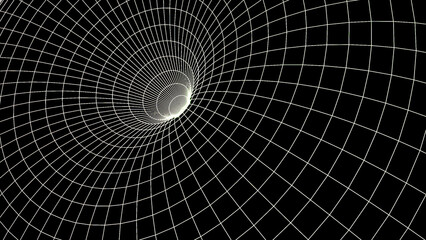 Fototapete - Black background.Design.The white and red grid creates a tunnel in abstraction and moves forward.