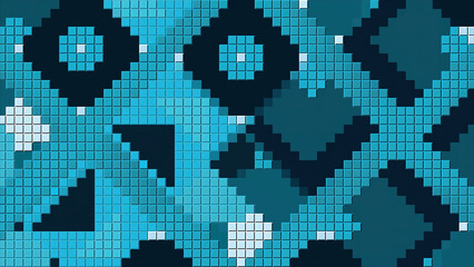 Aufkleber - Abstract colorful mosaic pattern with rhythmically moving figures. Motion. Pixelated background with tiles creating forms and shapes.