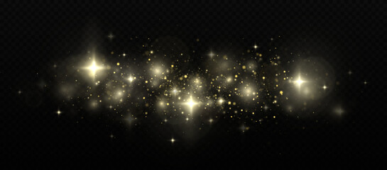 Wall Mural - bright dust. festive golden luminous background with colorful lights bokeh. sparkling magical dust p