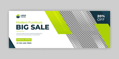 Wall Mural - Sale facebook cover page timeline horizontal web ad banner template with photo 
