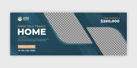 Wall Mural - Sale facebook cover page timeline horizontal web ad banner template with photo 