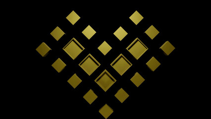 Poster - Heart of retro squares. Design. Retro game with moving squares creating heart. Heart shape of moving game squares in retro style