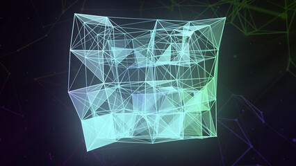 Poster - linear plexuses with geometric shapes. motion. geometric shape with lines and angles in futuristic w