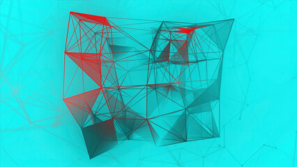 Poster - linear plexuses with geometric shapes. motion. geometric shape with lines and angles in futuristic w