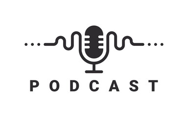 Podcast logo. Radio Logo design. Studio mic icons. Vector illustration