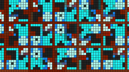 Poster - Colorful mosaic squares move in pattern. Motion. Stylish pixel pattern of changing squares. Square pattern with colorful pixels