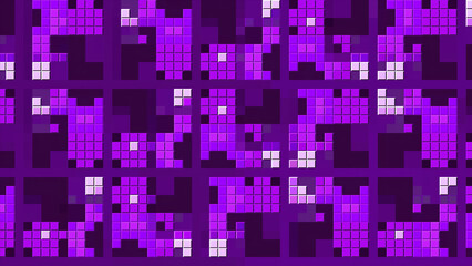 Poster - Background with bright pixel pattern changing in squares. Motion. Stylish pixel pattern moves in squares. Squares with changing colorful pixels