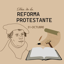 Portrait Of The Protestant Philosopher Martin Luther. Protestant Reformation Stock Illustration.