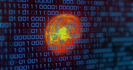 Poster - Animation of binary code over yellow planet