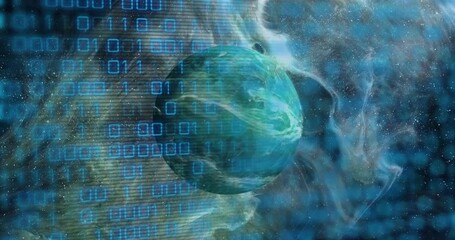 Poster - Animation of binary code over green planet
