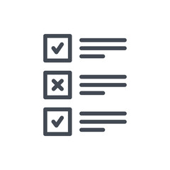 Fototapete - Survey and exam line icon. Checklist and questionaire with right and wrong answers vector outline sign.