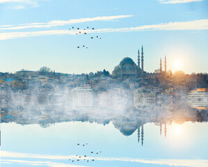 Wall Mural - istanbul foggy view panoramic photographed