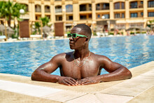 Black Man In Swimming Pool