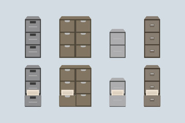 file cabinet design vector flat isolated illustration