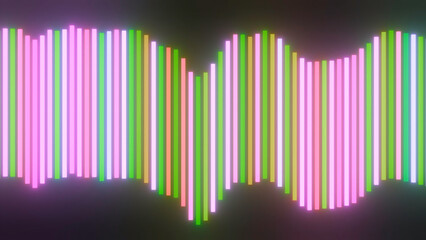 Band of audio spectrum of colorful lines. Design. Colorful equalizer line with stripes on black background. Beautiful equalizer moving with lines