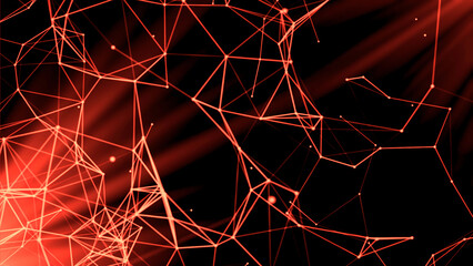 Aufkleber - Flying silhouettes of connected triangles flying chaotically. Motion. Plexus abstract colorful background.