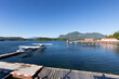 Dock and Seaplanes in the Harbour on a Sunny Afternoon on Vancouver Island. Summer Season. Tofino, British Columbia, Canada. Adventure Travel.