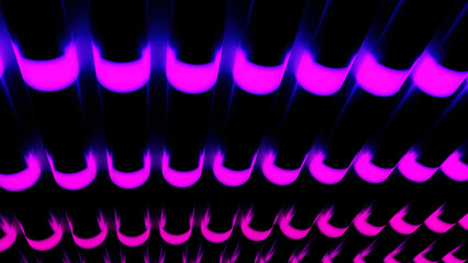 Poster - Abstract parallel black tubes with surrounded pink neon lights. Design. Pipes with energy lights.