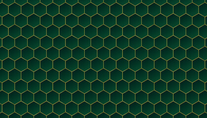 Wall Mural - Luxury hexagon green background. Honeycomb concept. Vector illustration.