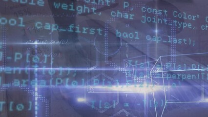 Poster - Animation of data processing over woman walking on treadmill