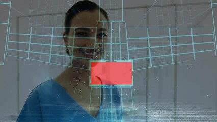 Poster - Animation of schema over biracial female doctor