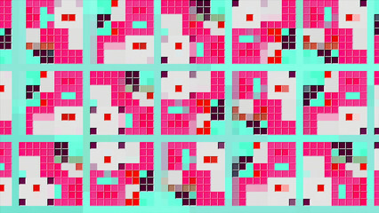 Poster - Small sparkling squares.Motion. Small squares in abstraction that sparkle with different colors.