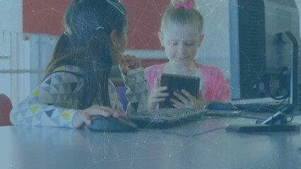 Poster - Animation of network of connections over diverse schoolgirls using tablet