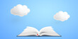 Open book with clouds abstract illustration