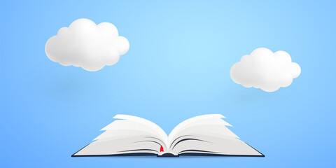 open book with clouds abstract illustration