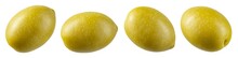 Green Olive Isolated. Olives Collection On White Background. Top View Green Olive With Clipping Path. Full Depth Of Field.