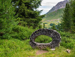art installations interact with the nature of the dolomites, declared a natural world heritage site 