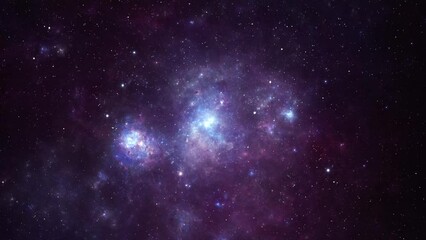 Wall Mural - night sky traveling trough universe filled with stars, nebulae and galaxies - hd video 1080p