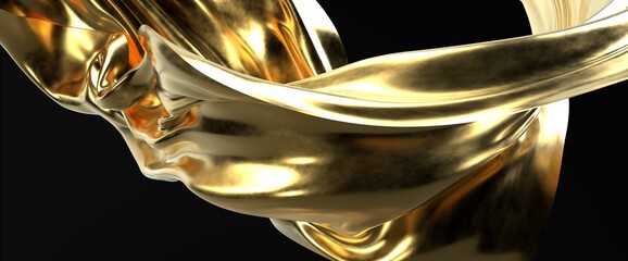 Poster - 3D render of Gold Cloth abstract background