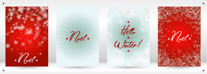 Wall Mural - Vector Merry Christmas and New Year Card Collection with Magical Bokeh Lights Sparkle Confetti. Shiny Glitter Christmas Party Print Collection. Winter Sparkle Snowfall Design for Holiday's Poster.