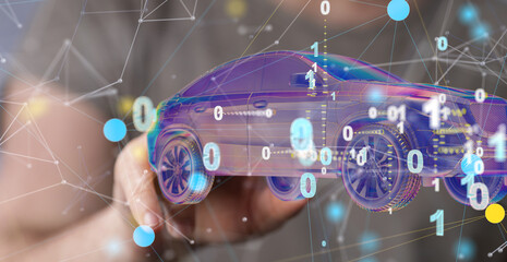 Poster - autonomous driving with a electric car.