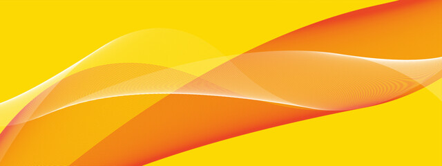 Wall Mural - Elegant business vector with yellow background and orange twirling spiral elements, line art, abstract shape, simple banner, futuristic poster design