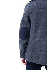 Elbow Patches on a gray children's jacket on white background