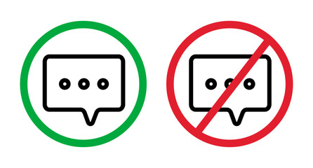 Poster - Talk prohibited and talk permission icon set. Vector.