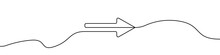 Arrow Pointing Right, Line Continuous Drawing Vector. One Line Arrow Pointing Right, Vector Background. Arrow Pointing Right, Icon. Continuous Outline Of A Arrow Pointing Right.