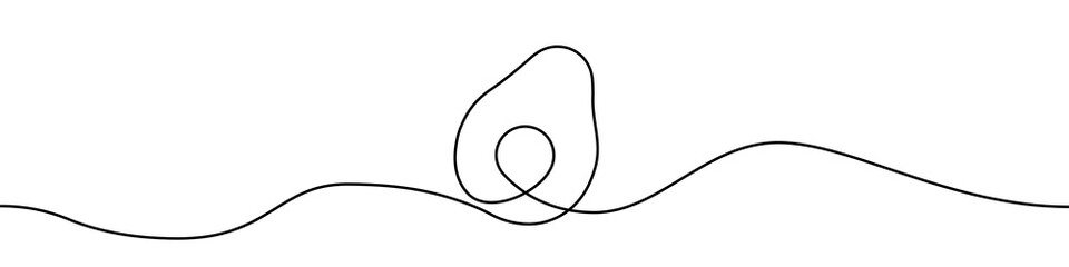 Poster - Avocado line continuous drawing vector. One line avocado vector background. Avocado icon. Continuous outline of a avocado.