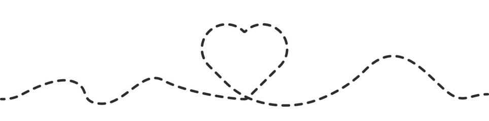Poster - heart dotted line continuous drawing vector. one line heart vector background. heart linear icon. co
