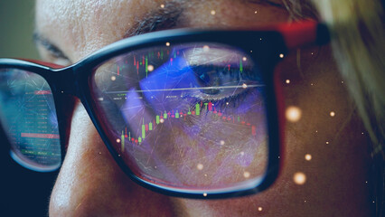 macro shot of a woman working on a computer. concept of technology, business and the stock market. s