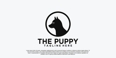 Wall Mural - The puppy logo design unique Premium Vector